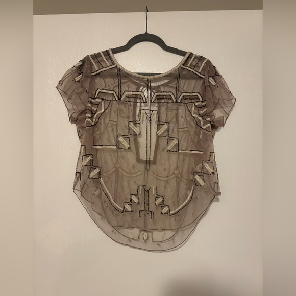 Free People Tops - Free People XS Sheer Beaded Top